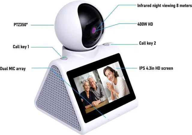 Alt view image 6 of 7 - Yosoo Video Calling Smart Camera HD Screen 2 Way Call Indoor 2K Security Camera