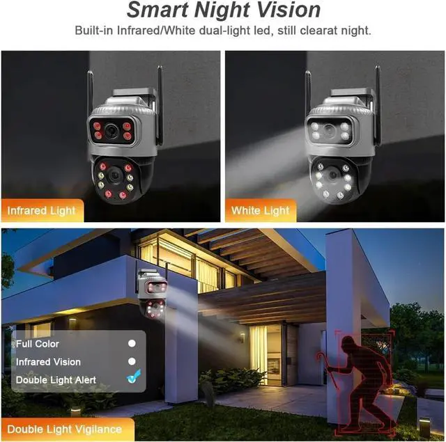 Alt view image 4 of 7 - Home Surveillance Camera Outdoor Waterproof IP Wireless Camaras Vigilancia Casa Home Video Surveillance 4K 8MP HD Night Vision(A/U,4G Camera No Card)
