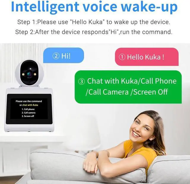 Alt view image 2 of 7 - 4MP Two Way Voice/Video Camera with 4.3inch Big Screen,Indoor Security Camera with Phone App,Nanny Camera,Dog Camera,pet Camera,Monitor for Baby/Elder/Nanny/Dog/pet