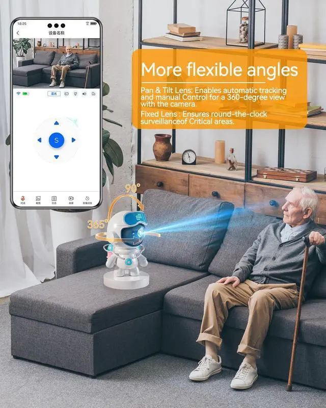 Alt view image 2 of 7 - 360° Indoor Security Camera,Cameras for Home Security,Ideal for Baby Monitor/Pet Camera/Home Security,Starlight Color Night Vision APP Control with 64G TF Card (Blue)