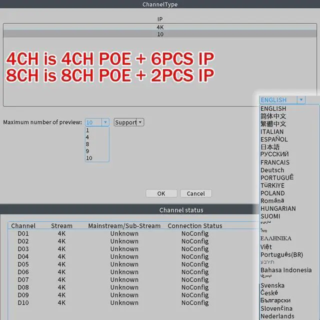 Alt view image 4 of 6 - Gadpiparty 4K Network Video Recorder for Security Camera System Support 4K/5MP/4MP PoE IP Camera H.265 PoE NVR Face Car Detection (Black 8CH)