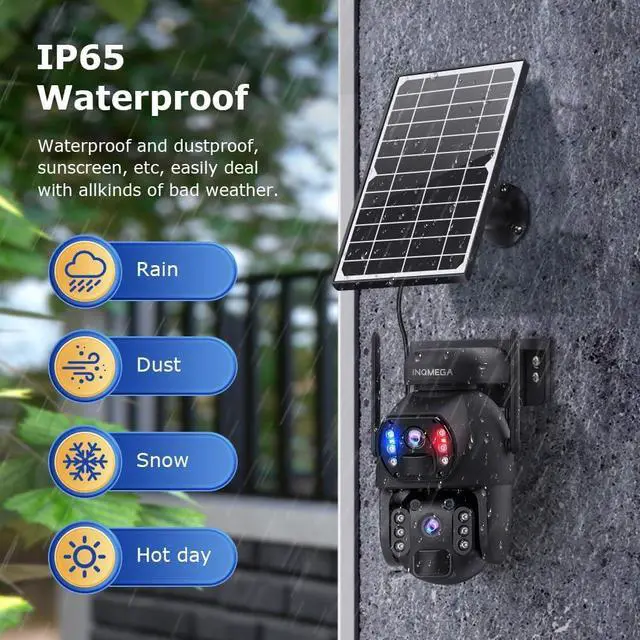 Alt view image 7 of 7 - INQMEGA 6MP Dual-Lens Solar Camera Outdoor, 4G LTE Cellular Surveillance Camera with Color Night Vision, PIR Motion Sensor, (2.4G WiFi)