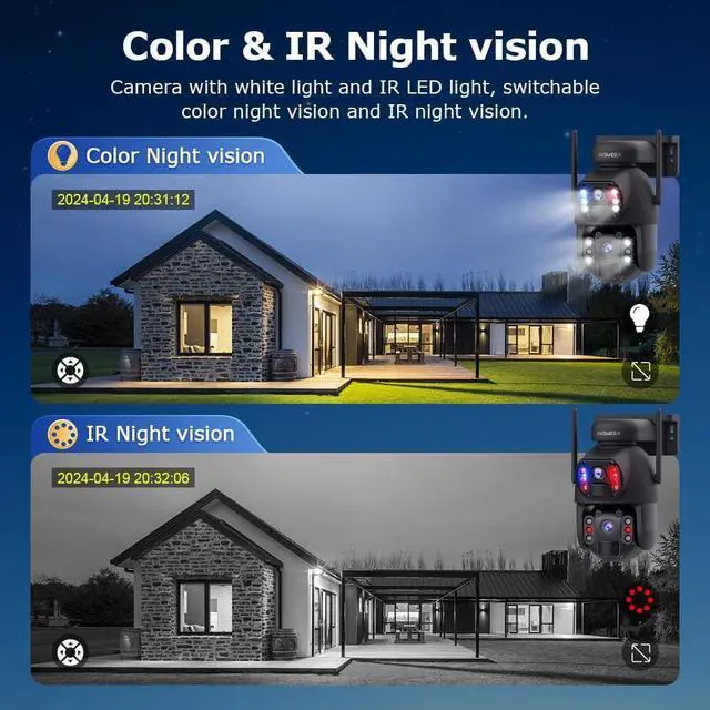 Alt view image 6 of 7 - INQMEGA 6MP Dual-Lens Solar Camera Outdoor, 4G LTE Cellular Surveillance Camera with Color Night Vision, PIR Motion Sensor, (2.4G WiFi)