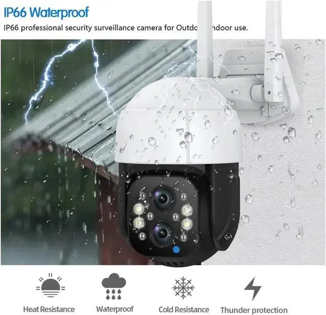 Alt view image 6 of 7 - Tuya Smart Life 4K 8MP Dual Lens PTZ WIIF Camera 5X Zoom Auto Tracking Outdoor Street 4MP Security Video Surveillance IP Cameras(E/U,8MP Add 64G Card)