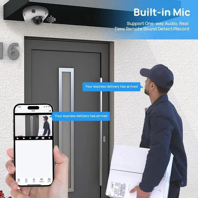 Alt view image 5 of 7 - Gadpiparty VIKYLIN 8 Channel Security Camera System 2TB HDD, Full Function 4 x 4K 8MP Commercial Full Color Turret PoE IP Cameras, 98ft Full Color/IR Night Vision,Built-in Mic, Smart Dual Light, IP67