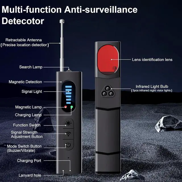 Alt view image 4 of 7 - Japanese Technology Hidden Camera Detectors,Spy Camera Finder,Portable Hidden Bug and Camera Detector,5 Levels Sensitivity 4 Modes,Wireless Rechargeable for Home,Car,Office,Hotel,Travel