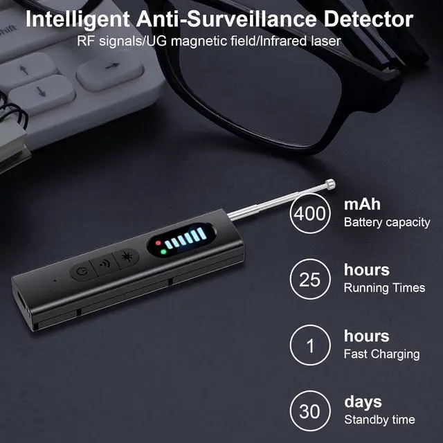 Alt view image 6 of 7 - Japanese Technology Hidden Camera Detectors,Spy Camera Finder,Portable Hidden Bug and Camera Detector,5 Levels Sensitivity 4 Modes,Wireless Rechargeable for Home,Car,Office,Hotel,Travel
