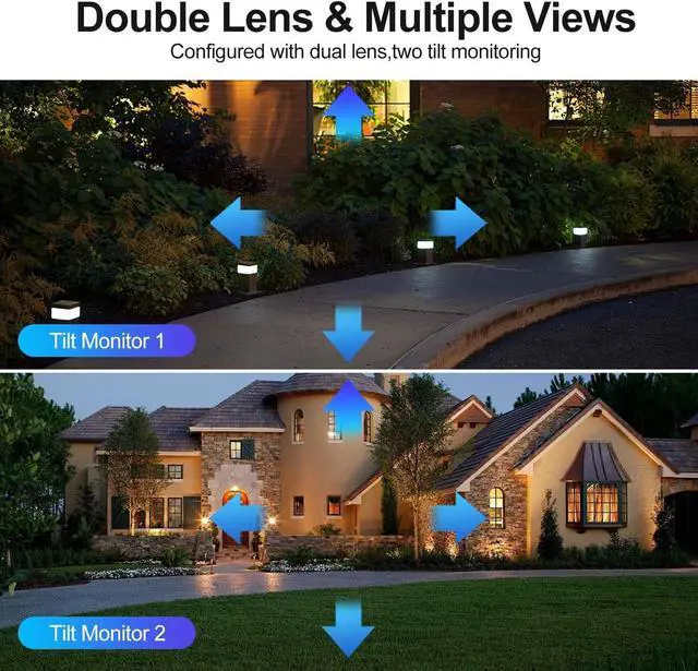Alt view image 3 of 7 - 5MP Outdoor Security Camera Dual Lens, 2.4Ghz WiFi Camera for Home Security, 360°PTZ 2.5K Surveillance Camera with Motion Detection Tracking/2-Way Audio/Color Night Vision/Wired/Waterproof(White)