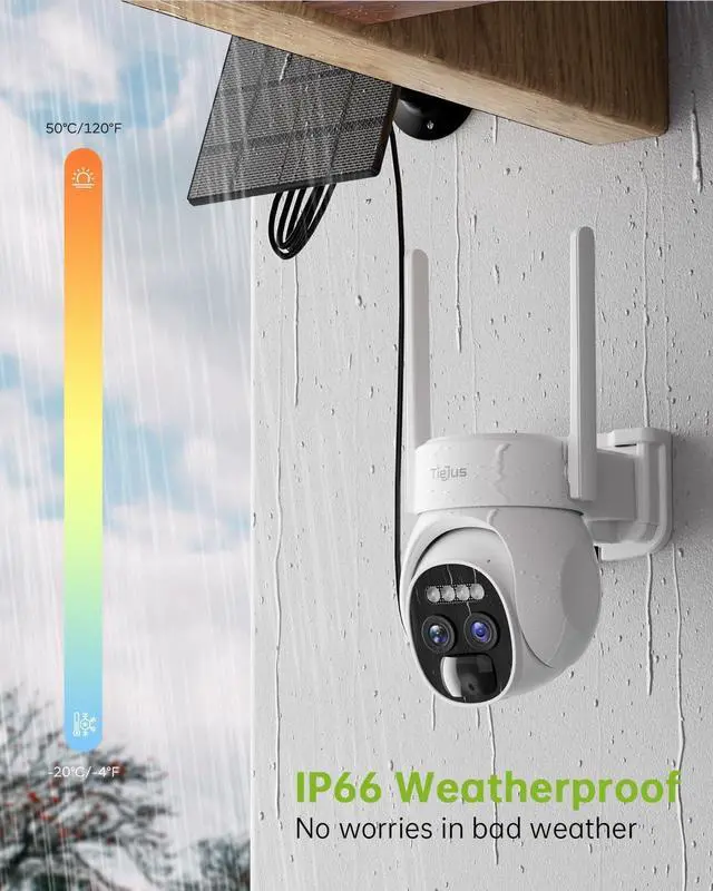 Alt view image 7 of 7 - [10X Zoom Dual Lens Security Cameras Wireless Outdoor, 360° PTZ Solar Cameras for Home Security Outside, 2K Color Night Vision, Motion Alarm