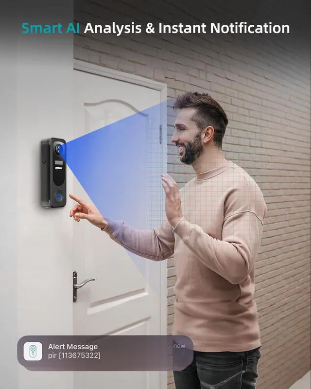 Alt view image 4 of 7 - ZUMIMALL Security Cameras Wireless Outdoor, 2K Solar Cameras for Home Security with Doorbell Cam, Color Night Vision, Spotlight & Siren, AI Detection, IP66, Free Loop Recording, 2.4G WiFi Only