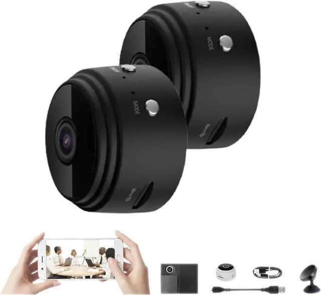 Main image of Hidden Camera,Hidden Camera with Audio/Video,Mini Camera Hidden Camera 1080p HD,Mini Security Camera,Mini Camera for Home Indoor Outdoor (Black,2pcs)