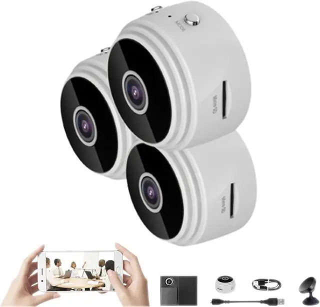 Main image of Hidden Camera,Hidden Camera with Audio/Video,Mini Camera Hidden Camera 1080p HD,Mini Security Camera,Mini Camera for Home Indoor Outdoor (White,3pcs)