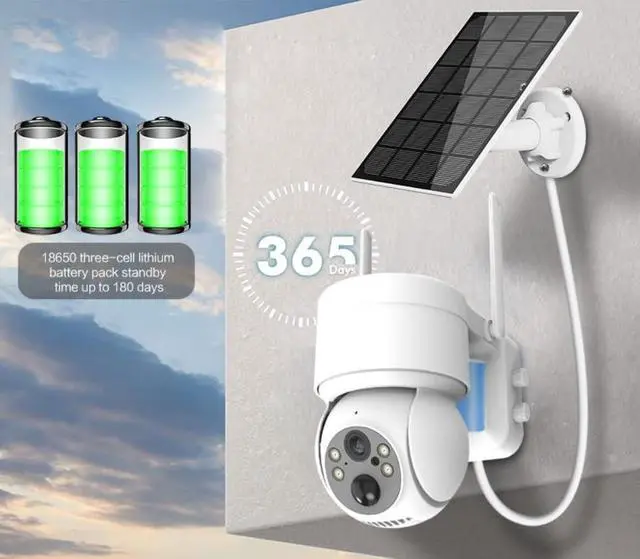 Alt view image 4 of 7 - 4MP Security Cameras Wireless Outdoor,360° PTZ Battery Powered Surveillance Camera for Home Security Outside,2.4Ghz WiFi Cameras, Cam with Night Vision, Motion Sensor