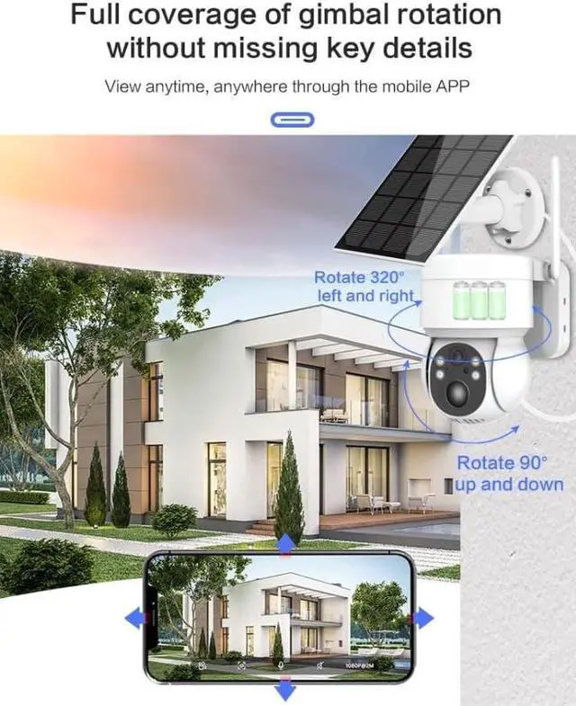 Alt view image 7 of 7 - 4MP Security Cameras Wireless Outdoor,360° PTZ Battery Powered Surveillance Camera for Home Security Outside,2.4Ghz WiFi Cameras, Cam with Night Vision, Motion Sensor