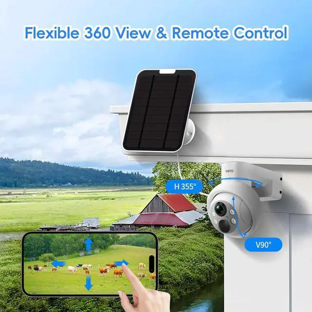 Alt view image 6 of 7 - Gadpiparty MMQ 2.5K Wireless Solar Security Camera System, 10CH 4MP HD Solar Camera, 6Pcs PTZ Solar Camera Outdoor WiFi, Home Surveillance Cameras Worked with Alexa, PIR Detection, Two Way Talk, 12