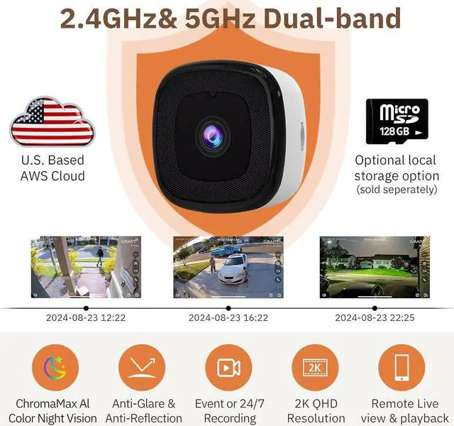 Alt view image 4 of 7 - 3MP 2K Window Camera,2.4GHz & 5GHz WiFi Indoor Cameras for Home Security with ChroMax Al Color Night Vision,Person & Motion Detection,24/7 Recording,Easy & Quick Install(3pcs)