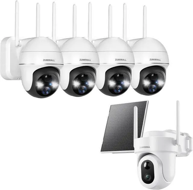 Main image of ZUMIMALL Security Cameras Wireless Outdoor WiFi with 360° PTZ, 2K Battery Cameras for Home Security, 5MP Solar Security Cameras Wireless Outdoor, 360° PTZ Wireless Cameras for Home Security