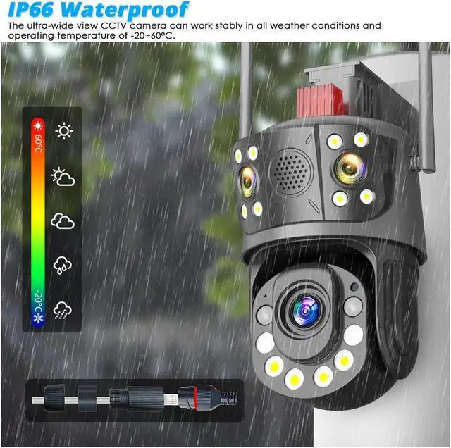 Alt view image 6 of 7 - 50x Optical Zoom Surveillance Camera WiFi 12MP 6K Three Screens Outdoor 360° Wireless Smart Video Security IP Cameras CCTV(E/U,12MP Add 128G Card)