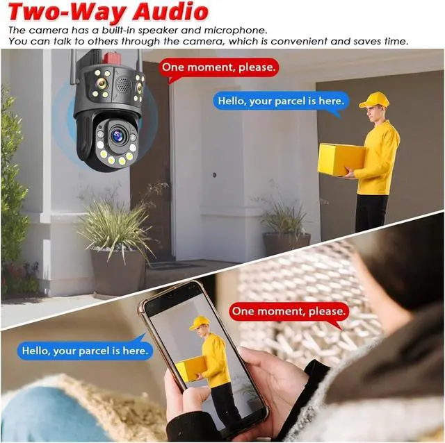 Alt view image 7 of 7 - 50x Optical Zoom Surveillance Camera WiFi 12MP 6K Three Screens Outdoor 360° Wireless Smart Video Security IP Cameras CCTV(E/U,12MP Add 128G Card)