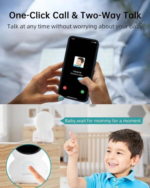 Alt view image 5 of 7 - ZUMIMALL 360° Indoor Security Camera, 3MP Baby Monitor Camera, 24/7 Recording Wired Security Camera,360° PTZ Security Cameras Wireless Outdoor