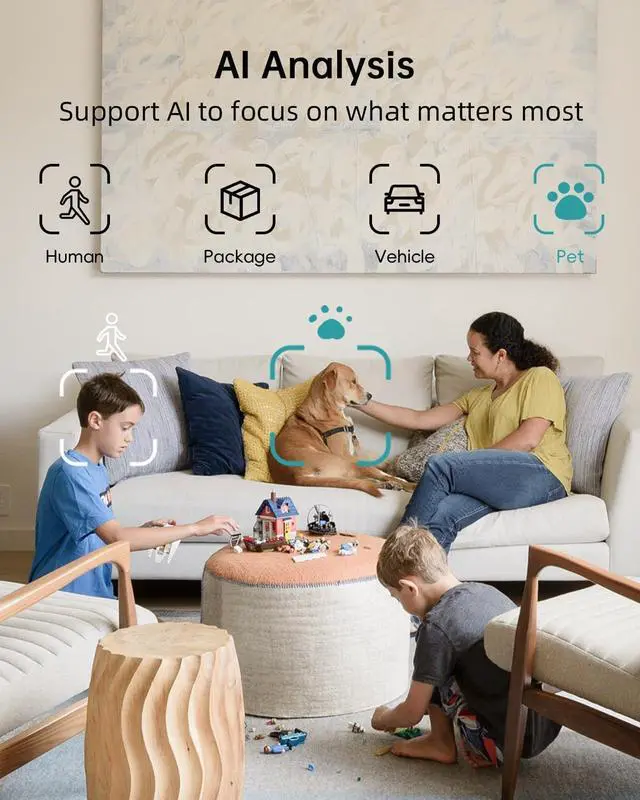 Alt view image 4 of 7 - ZUMIMALL 360° Indoor Security Camera, 3MP Baby Monitor Camera, 24/7 Recording Wired Security Camera,360° PTZ Security Cameras Wireless Outdoor