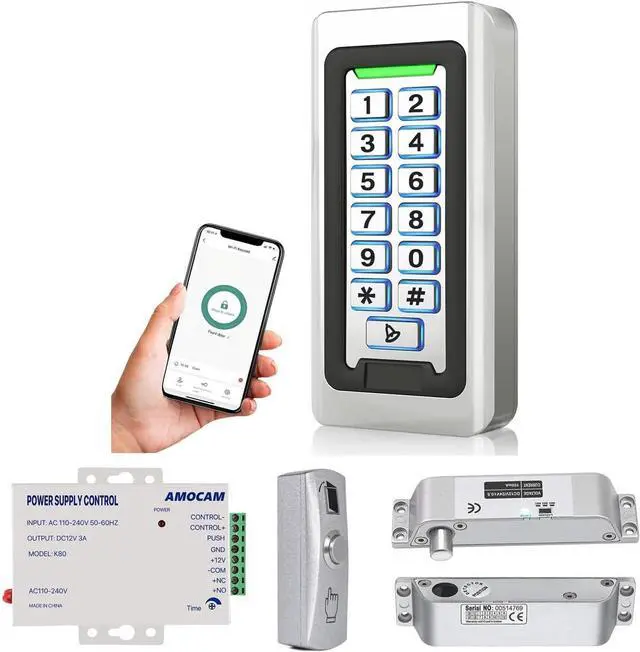 Main image of WiFi Access Control Keypad + K80 Power Supply Control + Metal Push Button + Electric Drop Bolt Lock Bundles