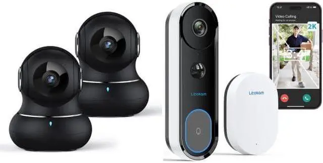 Main image of litokam 2K Indoor Camera, 360 Pan/Tilt Home Security Camera with Motion Detection, 2K Battery Powered Video Doorbell Camera