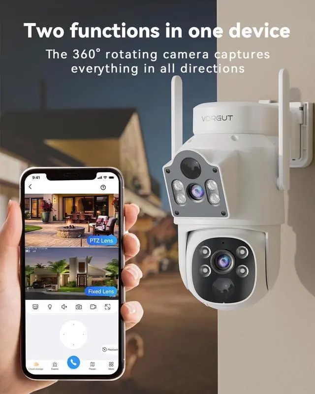 Alt view image 5 of 7 - Gadpiparty Solar Security Camera System Wireless Outdoor, 2K Dual Lens (3MP+3MP) Home Security Camera System Outside, 2.4G/5G WiFi, 355° PTZ, Human Detection Alarm, 16CH 12'' Monitor NVR (500G HDD)