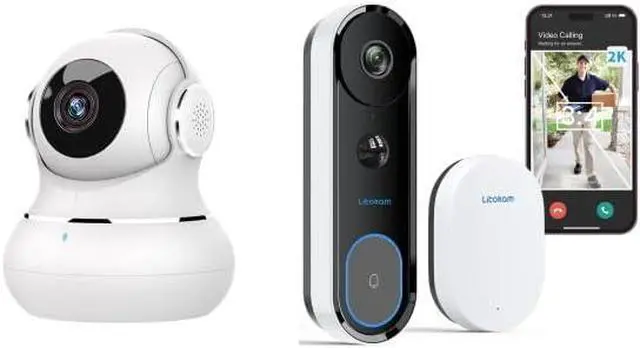 Main image of litokam Security Camera Indoor 2K, 360 Pan/Tilt Cameras for Home Security with Motion Detection, 2K Video Doorbell Camera Battery Powered(Only 2.4GHz)