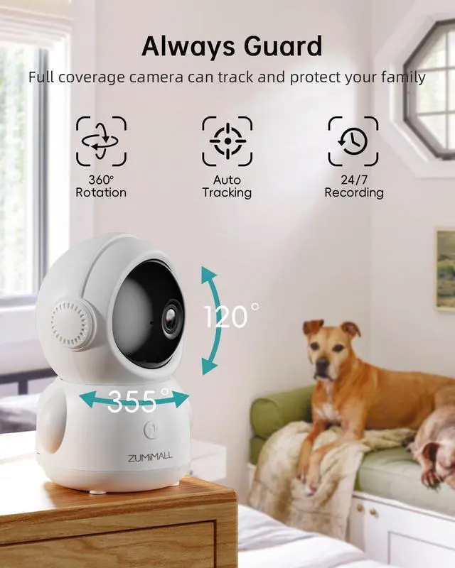 Alt view image 2 of 7 - ZUMIMALL Security Cameras Wireless Outdoor, 5G/2.4G WiFi Baby Monitor with Camera and Audio, 2K Wired Pet Camera for Home Security