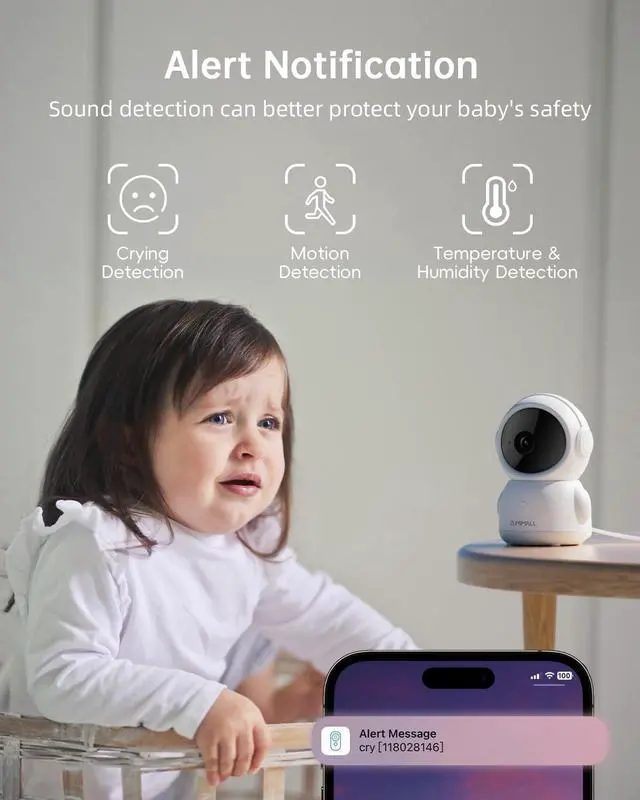 Alt view image 4 of 7 - ZUMIMALL Security Cameras Wireless Outdoor, 5G/2.4G WiFi Baby Monitor with Camera and Audio, 2K Wired Pet Camera for Home Security