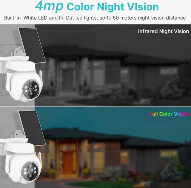 Alt view image 6 of 7 - 4MP Security Cameras Outdoor, PTZ Camera, Solar Security Camera Outdoor with Solar Panel, Solar Powered with Color Night Vision