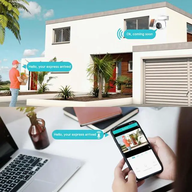 Alt view image 7 of 7 - 4MP Security Cameras Outdoor, PTZ Camera, Solar Security Camera Outdoor with Solar Panel, Solar Powered with Color Night Vision