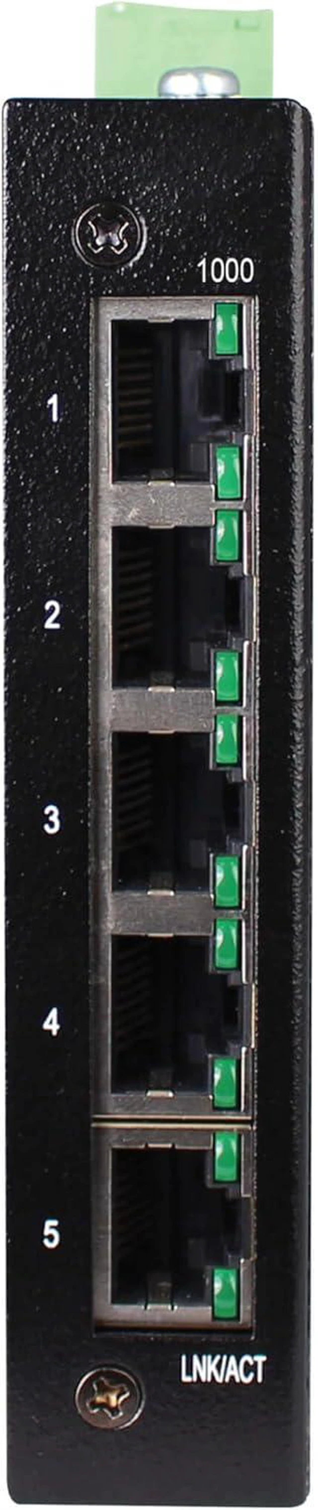 Alt view image 2 of 5 - Tripp Lite 5-Port Industrial Gigabit Ethernet Switch with Ethernet/IP Quality of Service (EIP QoS), Unmanaged, DIN Rail & Wall Mounting, -40° to 75°C Temperature Range, 3-Year Warranty (NGI-U05E)
