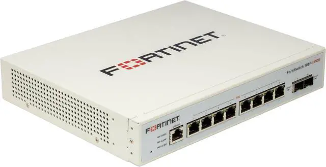 Alt view image 6 of 7 - Fortinet FortiSwitch 108F-FPOE Layer 2 Switch. Managed. 8XGE Port, 2X SFP Port, 1X RJ45 Port. Fanless Design