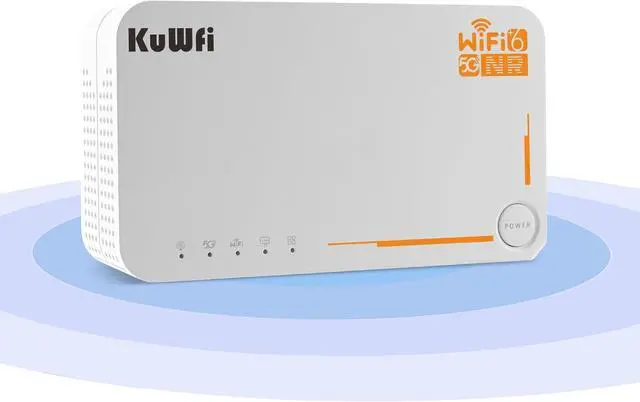 Main image of KuWFi 5G Router with Sim Card Slot, Unlocked, AX3600 Wireless 5G Wi-Fi 6 Mobile Hotspot, Dual Band, Gigabit, Portable, 4000mAh Battery & DC Powered
