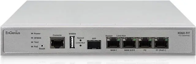 Main image of EnGenius FitXpress XG60-FIT Managed Gateway  Dual-Core 2.1GHz, Dual-WAN GbE, Auto VPN, Load Balancing, WAN Failover, 4X LAN, 1x SFP, USB 3.0, PoE+, Cloud Managed for Small Business