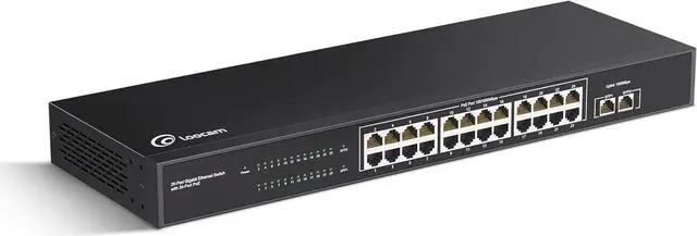 Main image of 24 Port Gigabit PoE Switch with 2 SFP Port, 24 PoE+ Ports @156W, IEEE802.3af/at Unmanaged PoE+ Network Switch, Plug and Play, Sturdy Metal