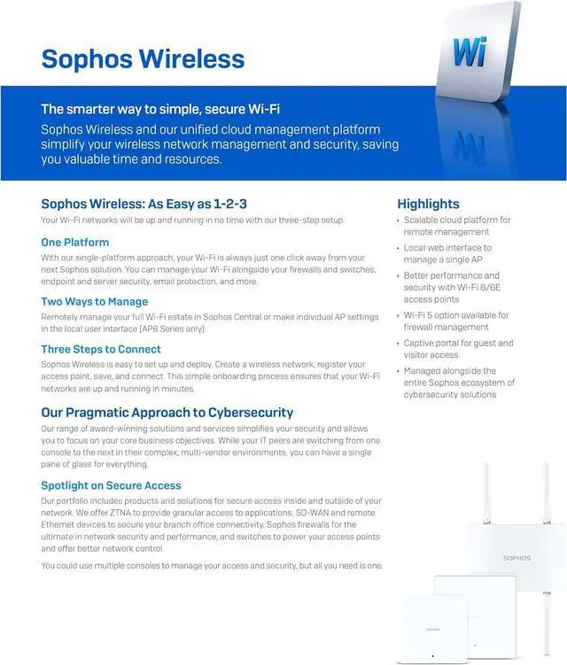 Alt view image 4 of 7 - Sophos AP6 840 Wi-Fi 6 Plenum-Rated Access Point (US) Plain, No Power Adapter/PoE Injector (AP840U00ZZPCNP)