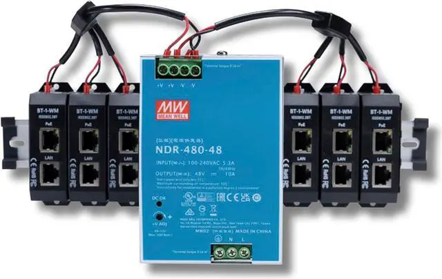 Main image of PoE Texas 6-Port 2.5 Gigabit PoE++ Injector with 90W Per Port, Up to 328 Ft - 10/100/1000/2500Mbps Wall Mount or DIN Rail Mount 802.3af/at/bt PoE Injector - Includes 48 Volt 480 Watt Power Supply