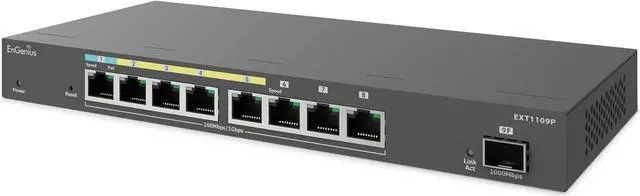 Alt view image 2 of 2 - EnGenius Cloud Managed EXT1109P 8-Port Gigabit Switch Extender with 4 PoE+ Port and 1 SFP Port, up to 60W Budget