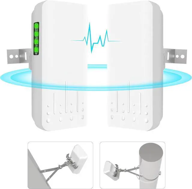 Main image of Point to Point Wireless Bridge Outdoor with Mount for Starlink Internet, 2KM 5.8G Network WiFi Bridges Extender CPE Access Point with 14DBi Antenna 2 100Mbps LAN Port 24V PoE Injector 2-Pack