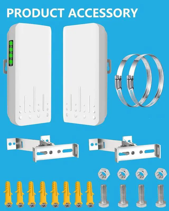 Alt view image 2 of 7 - Point to Point Wireless Bridge Outdoor with Mount for Starlink Internet, 2KM 5.8G Network WiFi Bridges Extender CPE Access Point with 14DBi Antenna 2 100Mbps LAN Port 24V PoE Injector 2-Pack