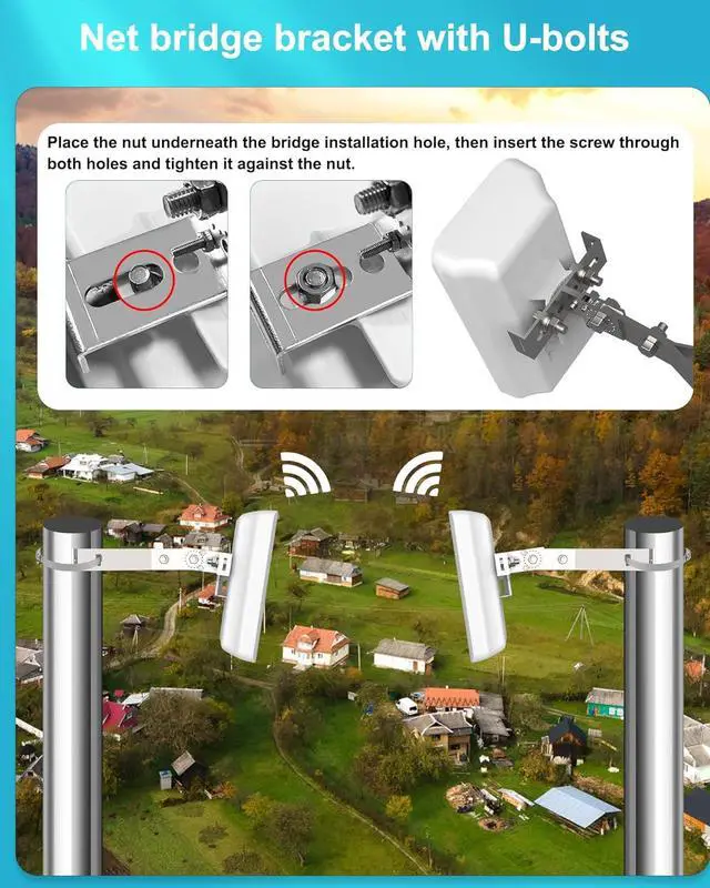 Alt view image 7 of 7 - Point to Point Wireless Bridge Outdoor with Mount for Starlink Internet, 2KM 5.8G Network WiFi Bridges Extender CPE Access Point with 14DBi Antenna 2 100Mbps LAN Port 24V PoE Injector 2-Pack