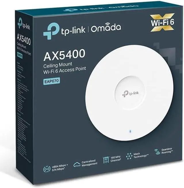 Alt view image 7 of 7 - TP-Link EAP670 AP WiFi6 AX5400 Techo Dual 1x2.5GbE
