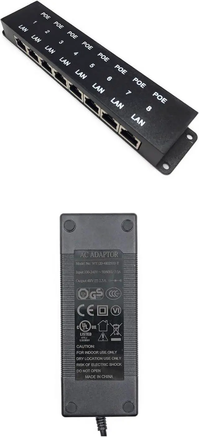 Main image of PoE Texas 8 Port PoE Injector - 10/100 Passive Power Over Ethernet UL/CE/FCC Certified DC Power Supply (48 Volt 2.5 Amp 120 Watt)