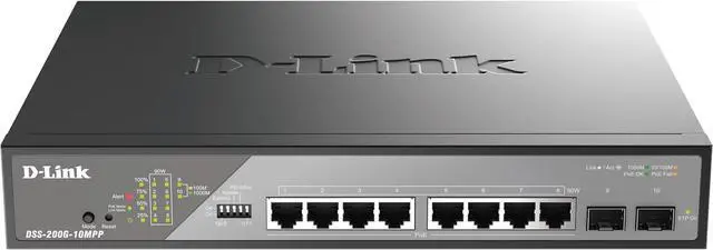 Main image of Dlink DSS-200G-10MPP 10-port Gigabit Smart Managed Perp Surveillance Poe Switch