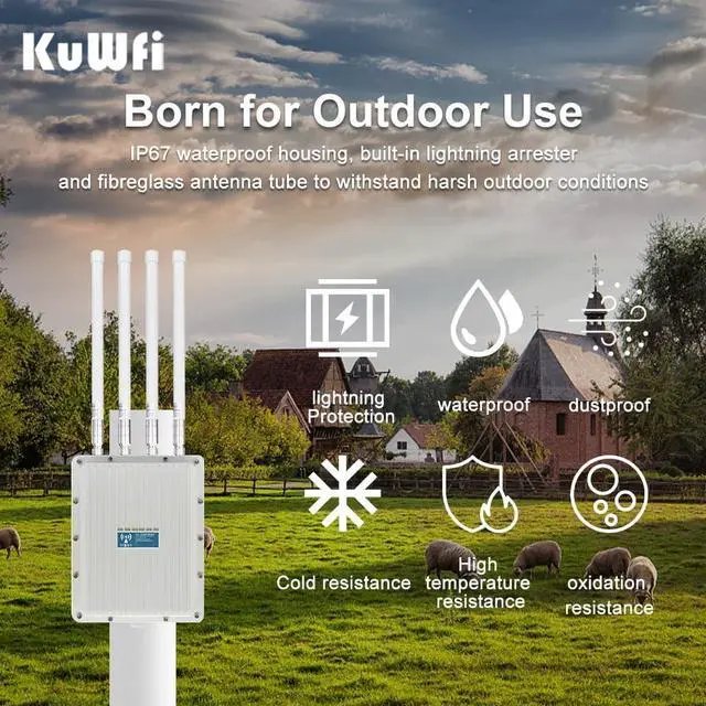 Alt view image 2 of 6 - KuWFi WiFi 6 Wireless AP Router WiFi Extender Signal Booster Outdoor Indoor Long Range 360-degree omnidirectional Access Point WiFi Dual Band 1800Mbps Supports AP/Gateway/Repeater