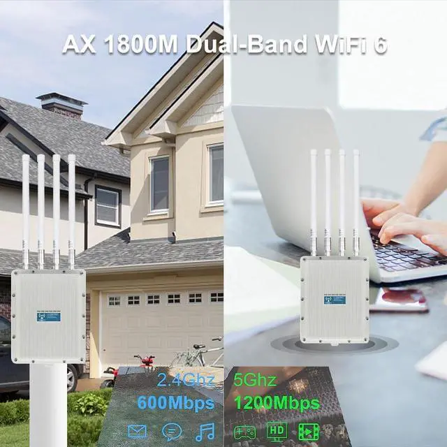 Alt view image 3 of 6 - KuWFi WiFi 6 Wireless AP Router WiFi Extender Signal Booster Outdoor Indoor Long Range 360-degree omnidirectional Access Point WiFi Dual Band 1800Mbps Supports AP/Gateway/Repeater