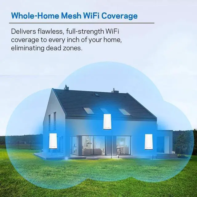 Alt view image 2 of 6 - Linksys Velop Mesh Home WiFi System, 4,500 Sq. ft Coverage, 30+ Devices, Speeds up to (AC1300) 1.3Gbps - WHW0103